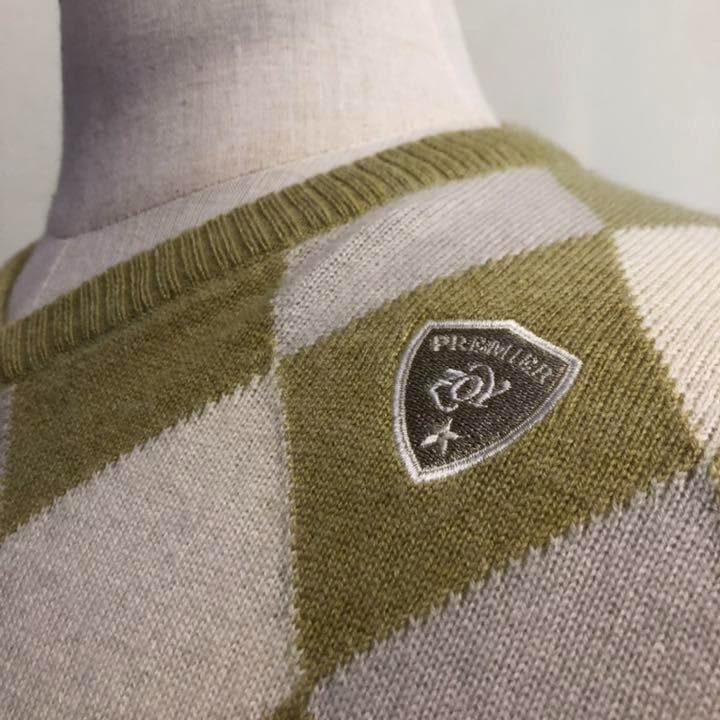 新品未使用 ゾーイ ゴルフ ウール カシミア セーター オリーブ アーガイル