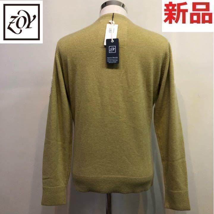 新品未使用 ゾーイ ゴルフ ウール カシミア セーター オリーブ アーガイル