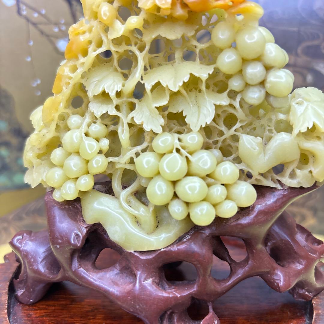 壽山石　置物　葡萄