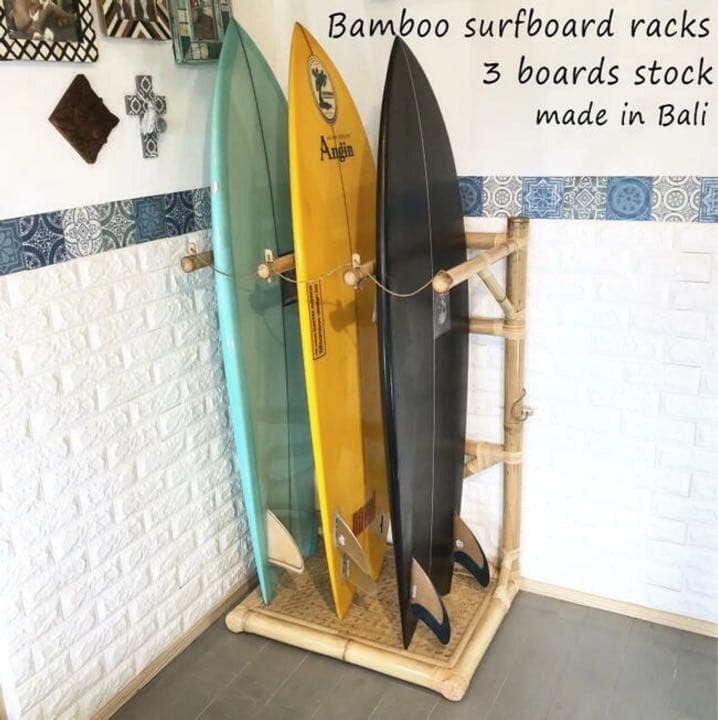 サーフボードラック　バンブー　バリ島　サーフボード　ツインフィン