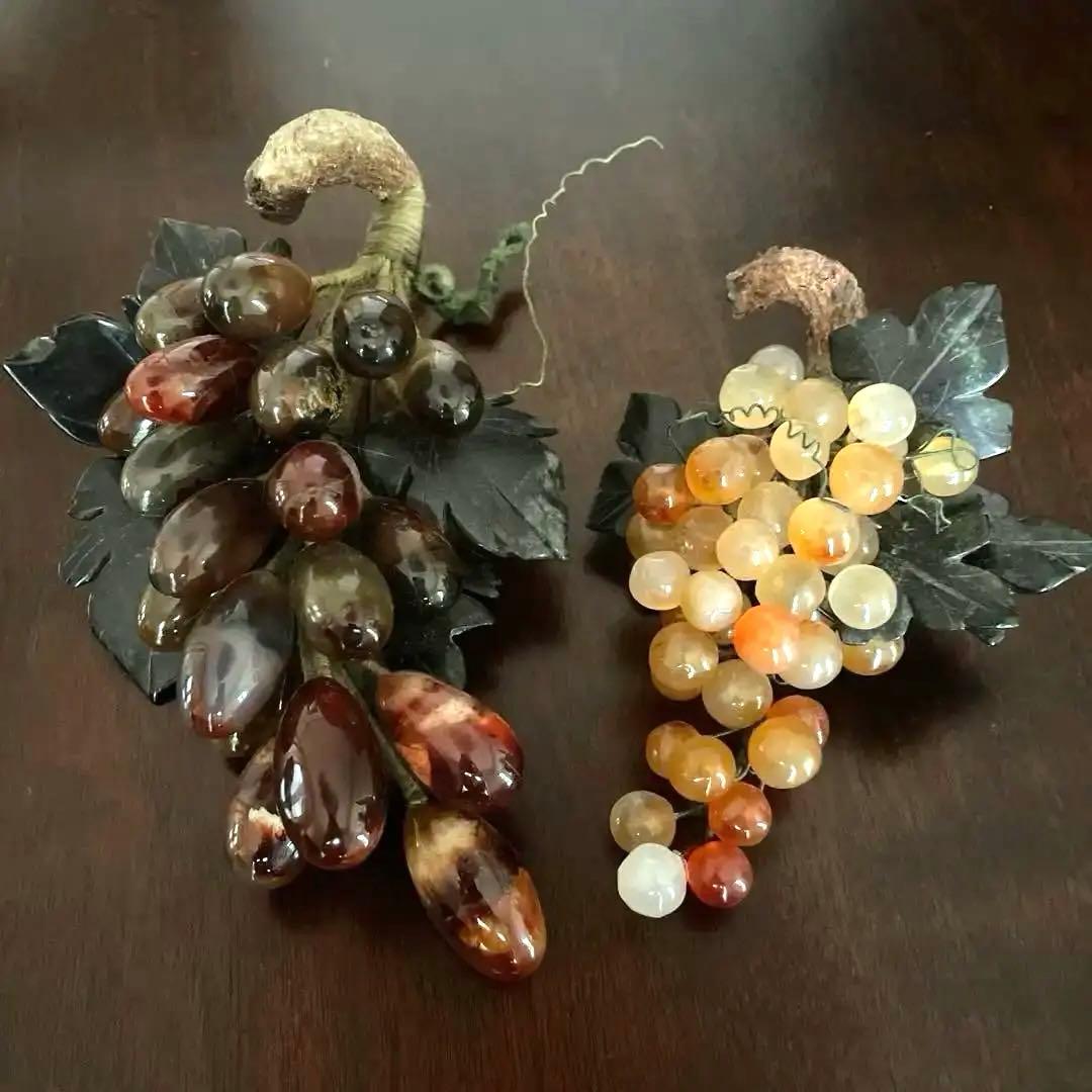 中国美術 玉石葡萄 ぶどう彫刻 玉石 置物 インテリア 観賞石 縁起物