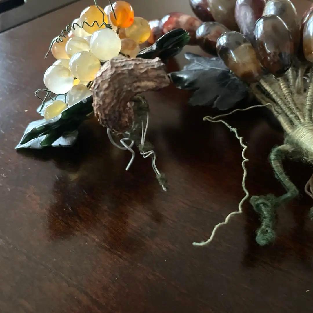 中国美術 玉石葡萄 ぶどう彫刻 玉石 置物 インテリア 観賞石 縁起物