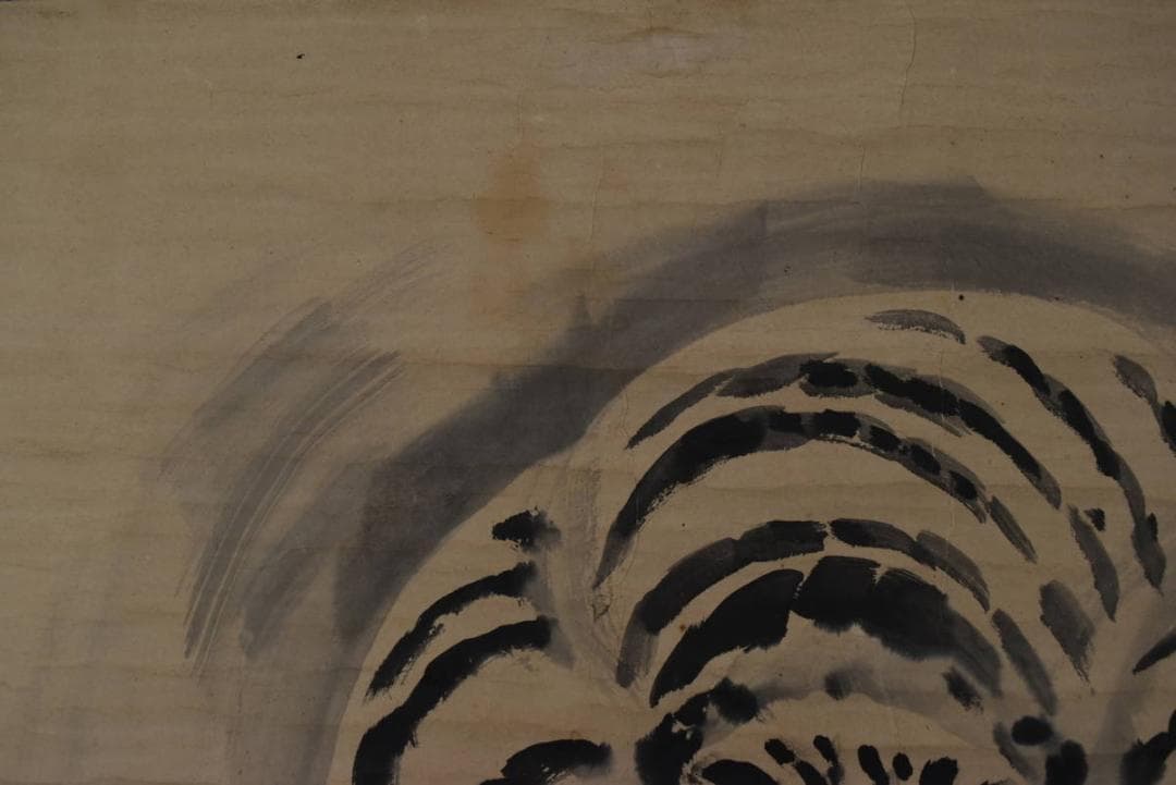 【真作】狩野栄川院法印/狩野典信/虎之図/横物/掛軸/名家伝来/AA-72