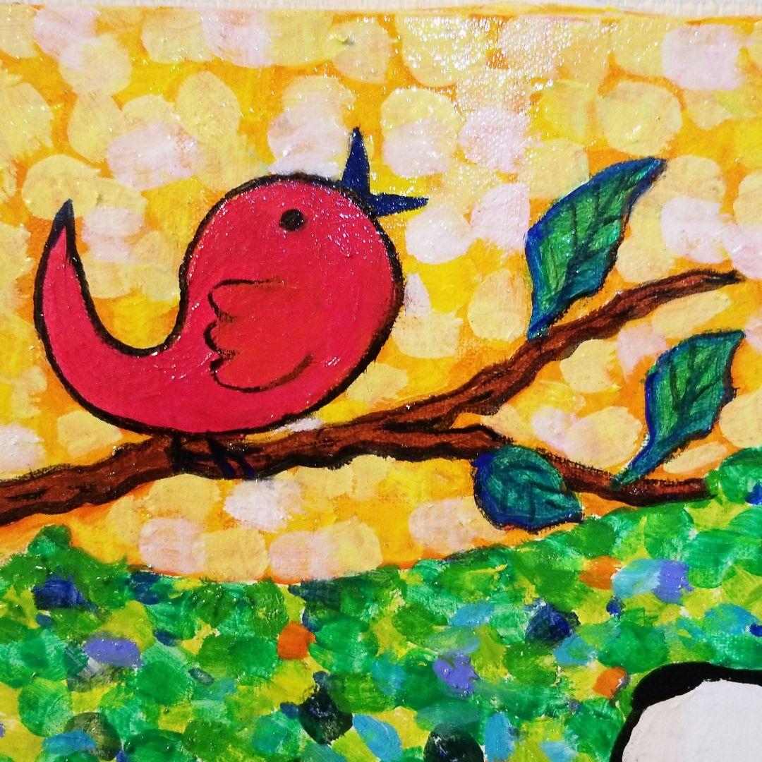 油絵　FUUTA確認　友だちの歌を聴く犬