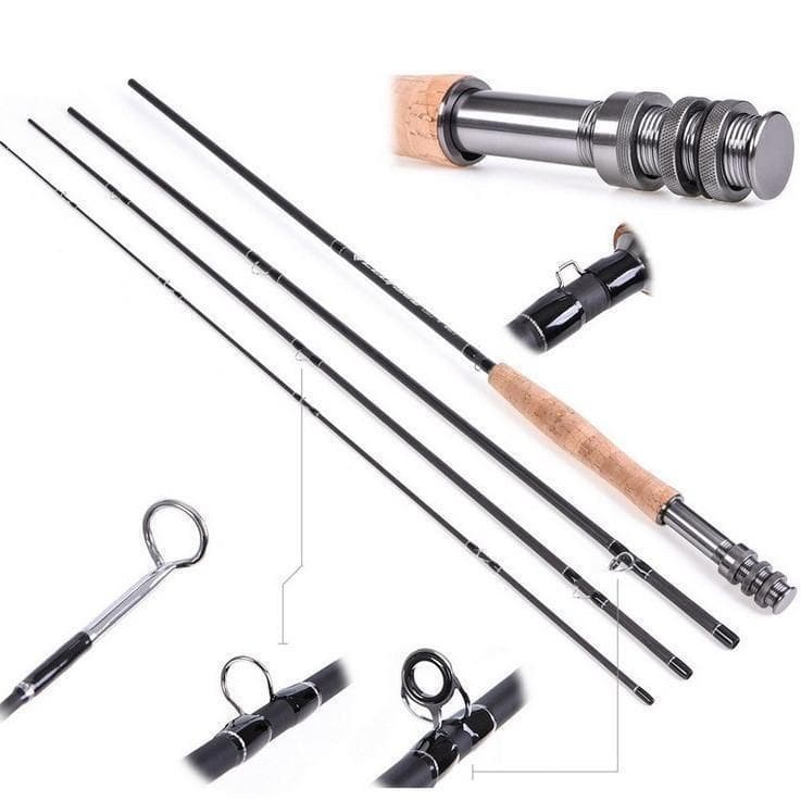 専用ケース付き　黒　フライフィッシング 入門セット フライロッド リール ライン