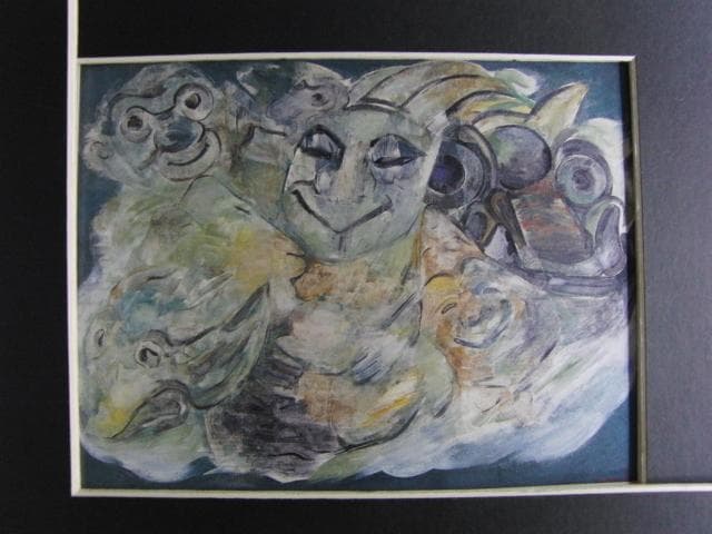 金森良泰　「猿石浮遊」、希少画集より、状態良好、新品高級額装付