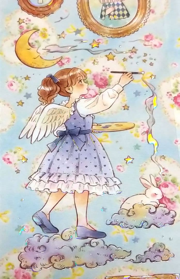 J953＃天使画夹(贝壳光)当季限定切り売り海外人物マステ女の子