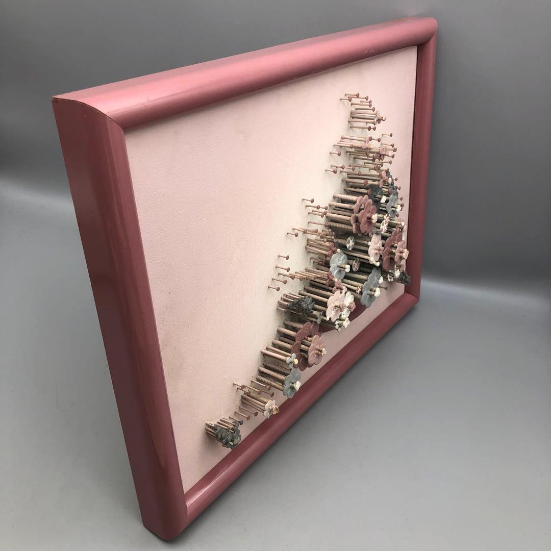 ヨーロッパアンティークお花フラワー釘アートフレーム額縁ビンテージ飾り絵画