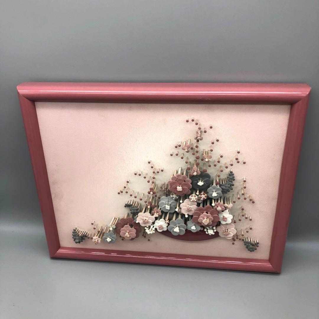 ヨーロッパアンティークお花フラワー釘アートフレーム額縁ビンテージ飾り絵画