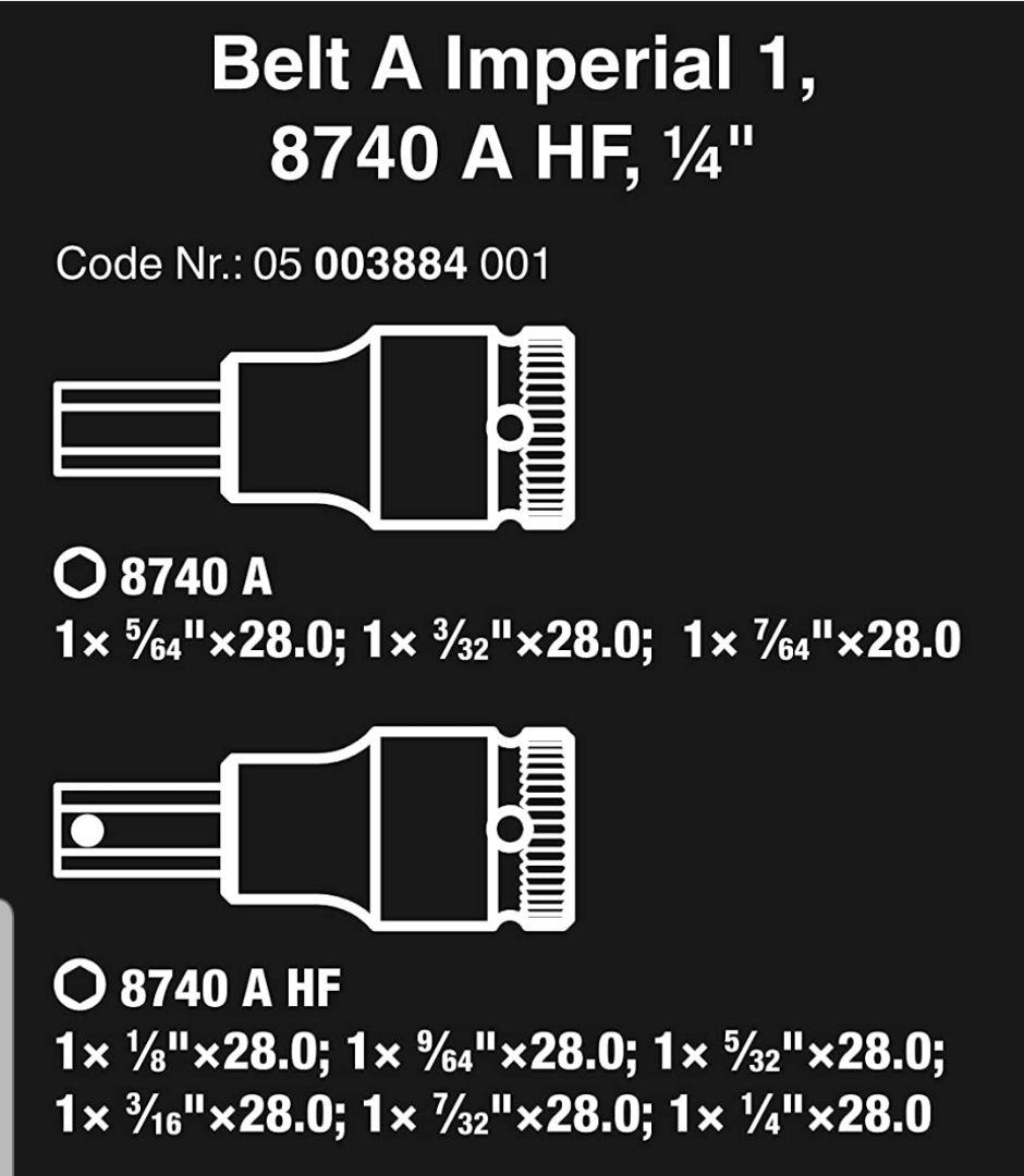 新品 wera 六角ビットセット インチ3/8