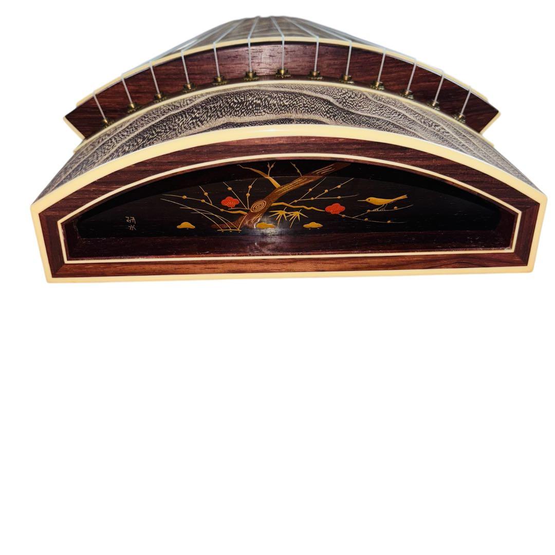 琴　箏　研水　13弦　山田流　並甲　すだれ彫り　蒔絵　全長182cm