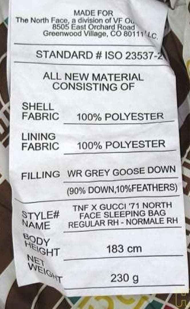 希少■ GUCCI×ノースフェイス コラボ！レア 寝袋 スリーピング TNF