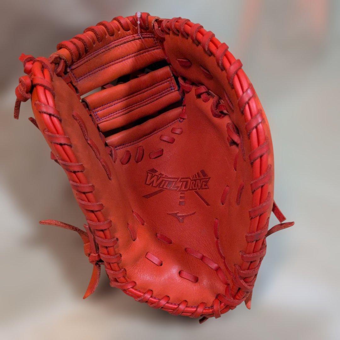 ミズノ:少年軟式用ファーストミット:右投げ用:一塁手用:オレンジ色