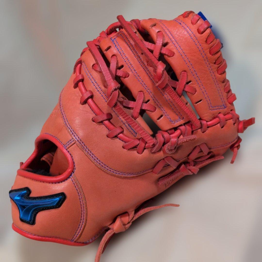 ミズノ:少年軟式用ファーストミット:右投げ用:一塁手用:オレンジ色
