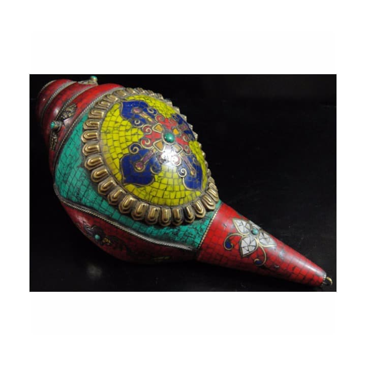 ◆チベット密教法具 法螺貝（シャンカ）羯磨（カツマ)-1