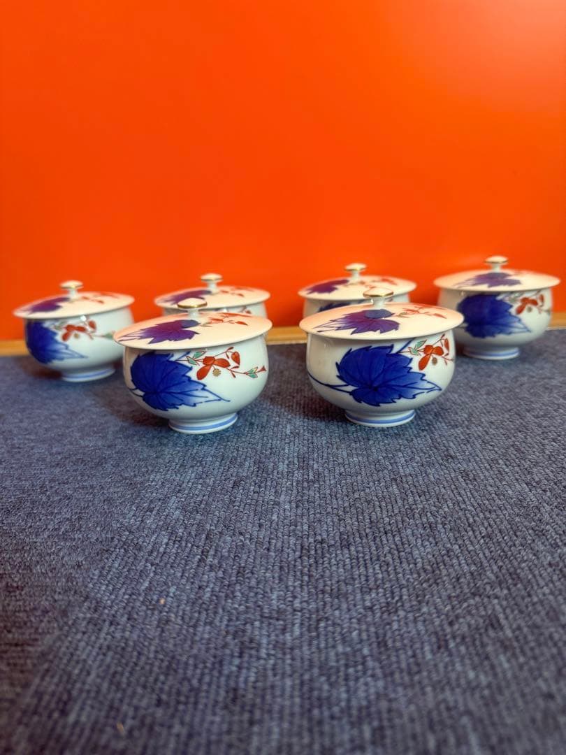 2030 香藺社　相思花　湯呑蓋付　6客　未使用