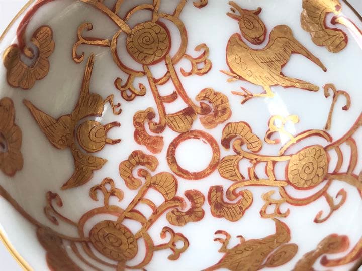 骨董　アンティーク　大日本永楽造　金彩　染付　煎茶碗　酒器　猪口　染錦