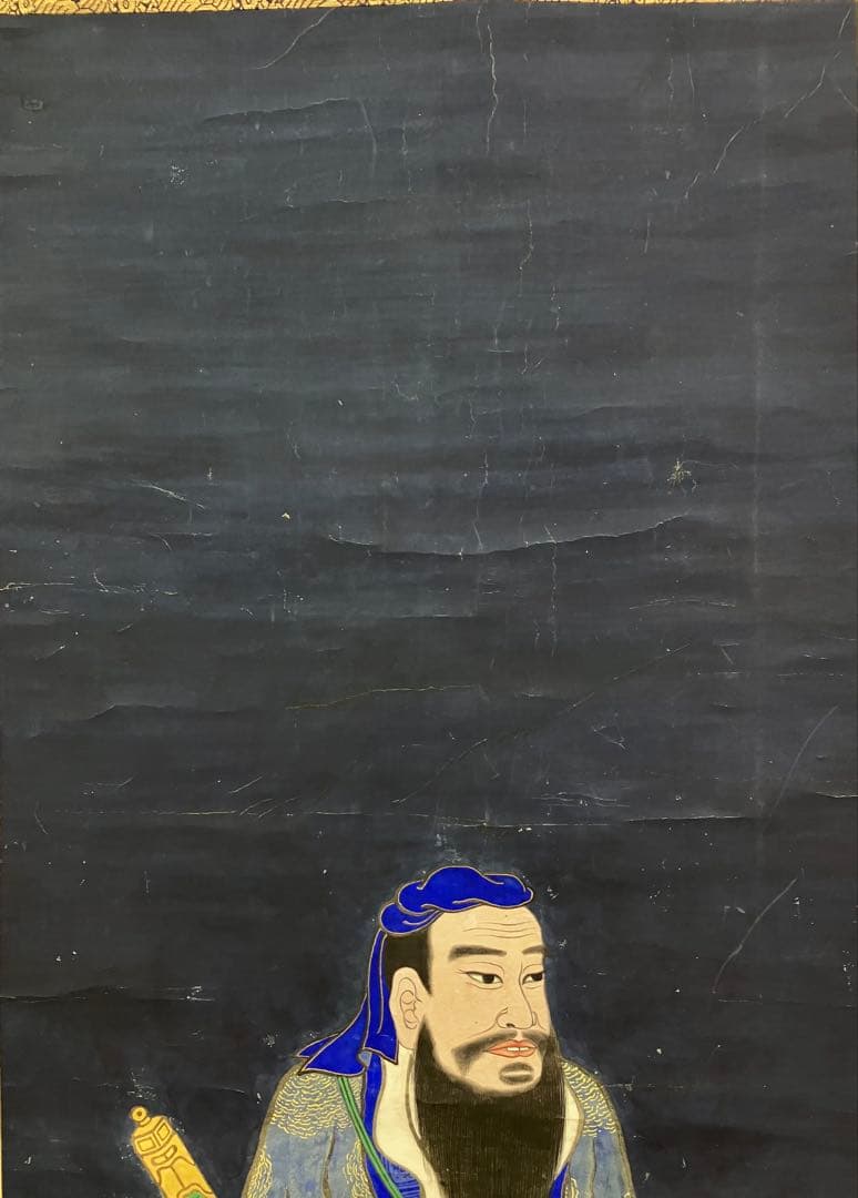 小川破笠【孔子】紙本　掛軸　2重箱（松尾芭蕉　英一蝶）