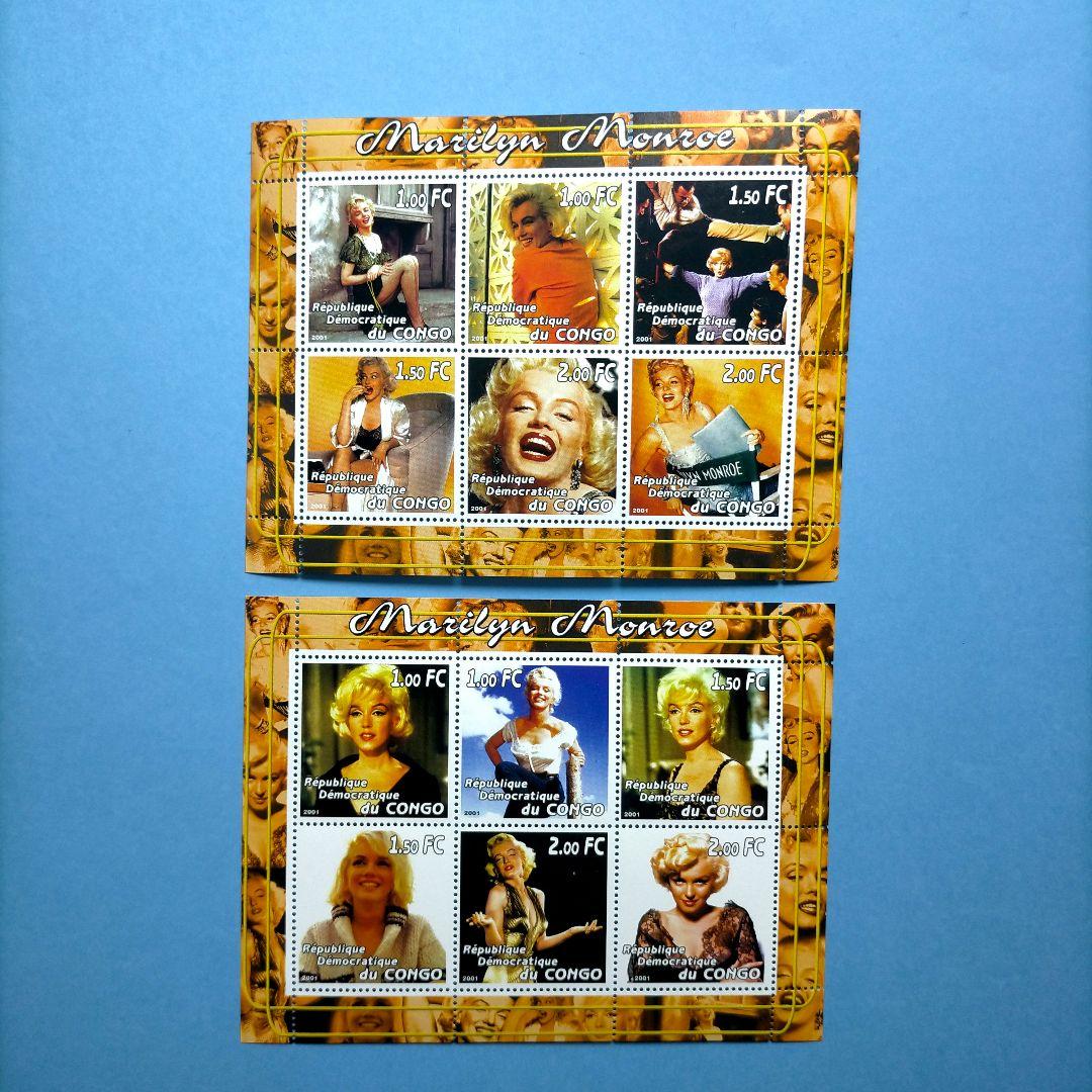 3015 外国切手 コンゴ民主 2001年 マリリンモンロー 6面入りシート3種