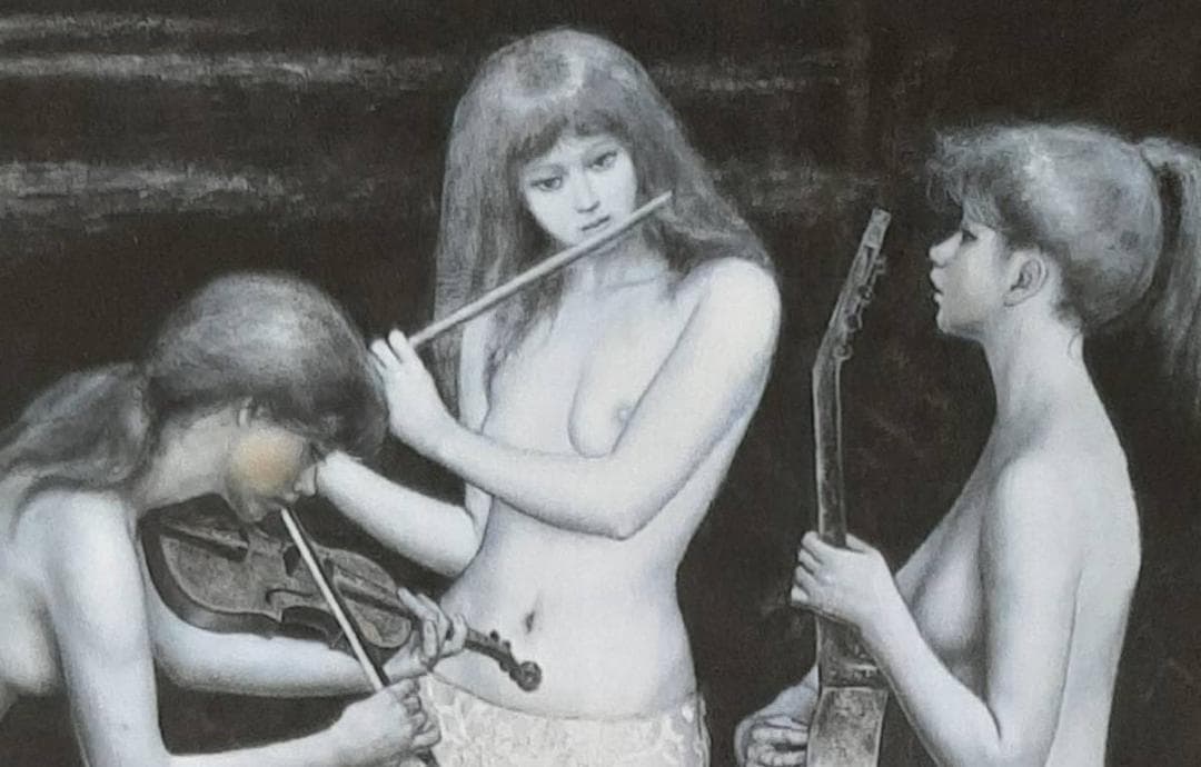 田口正子、「秋のメロディ」、希少画集の額装画、四季、風景、人気作品