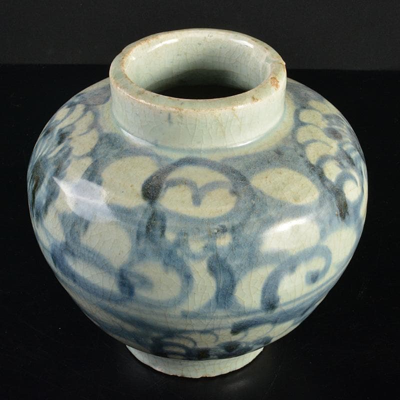 中国　呉須染付　花文　壷　D　R7052