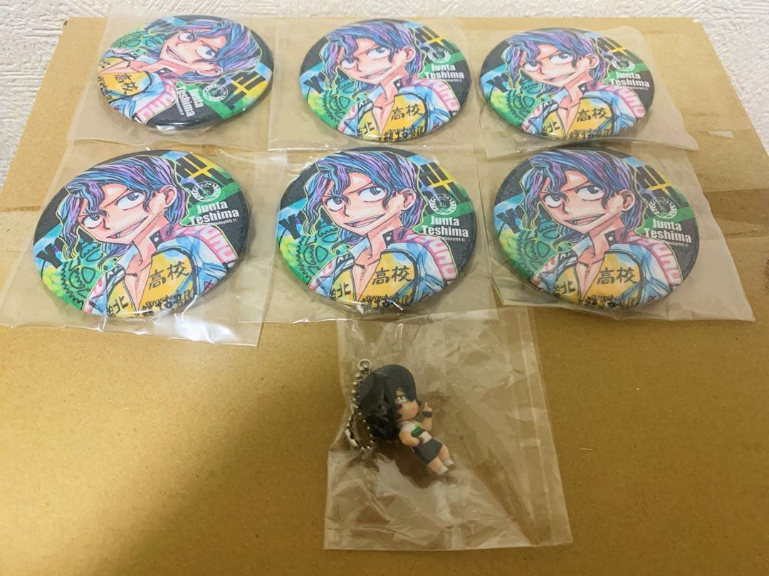 弱虫ペダル　ホログラムBIG缶バッジ　ストラップ付き　手嶋純太　青八木一