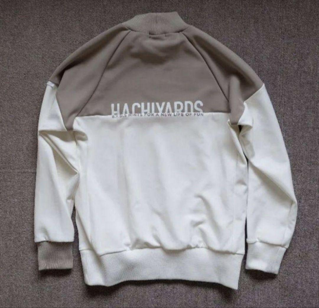 8yards ハチヤーズ 長袖モックネック ラテ✕ホワイト サイズＬ
