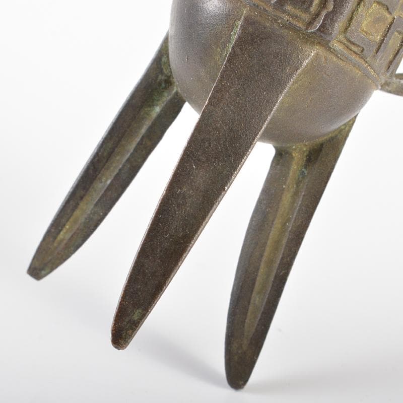 中国　漢銅器　古銅青銅　饕餮文爵 　V　R6333E