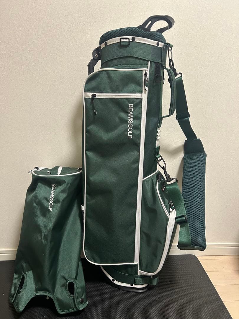 【美品】BEAMS GOLF スリムスタンド キャディバッグ グリーン