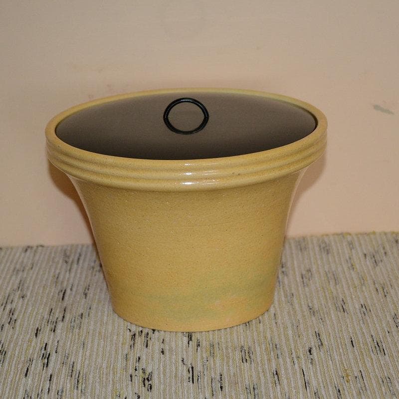 茶道具　民平焼　不己　賀集珉平　黄釉末広水指　古物　送料込み