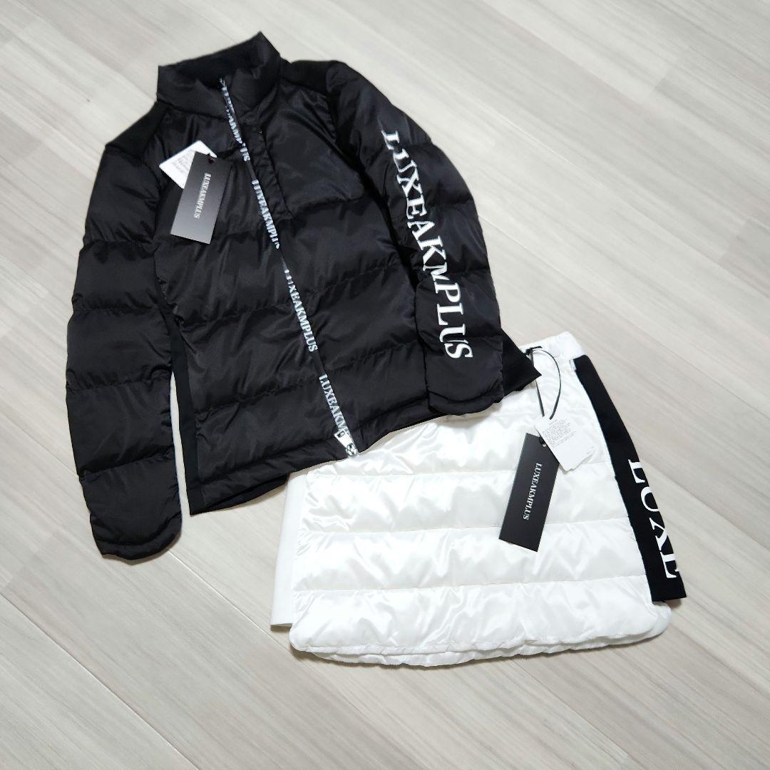 新品未使用☆LUXEAKMPLUS☆ゴルフサイドロゴ中綿セットアップM黒白