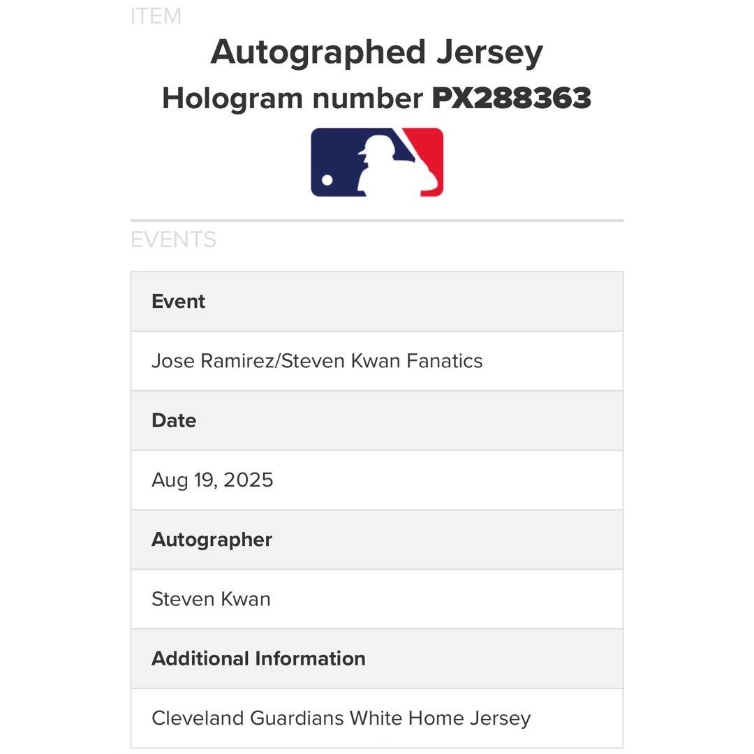 スティーブン クワン 直筆サイン ユニフォーム MLB Fanatics 証明付