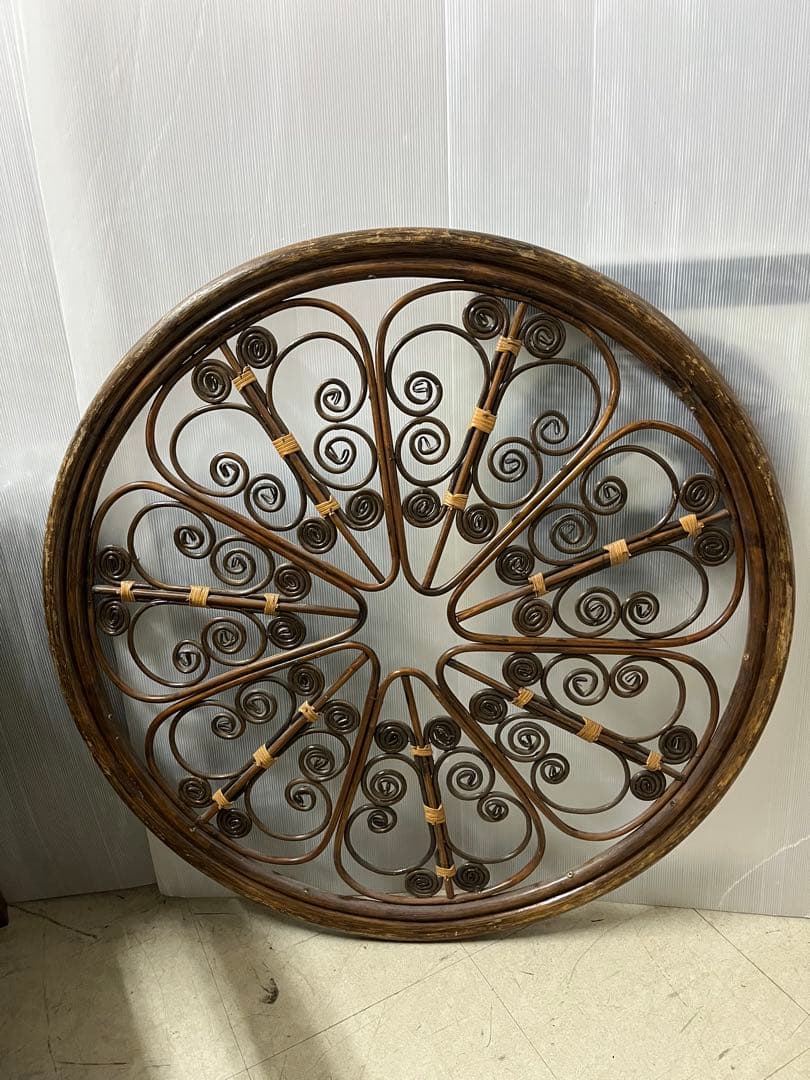 ラタン　円形　丸　インテリア　アンティーク　ウッド　木製　カントリー　インテリア