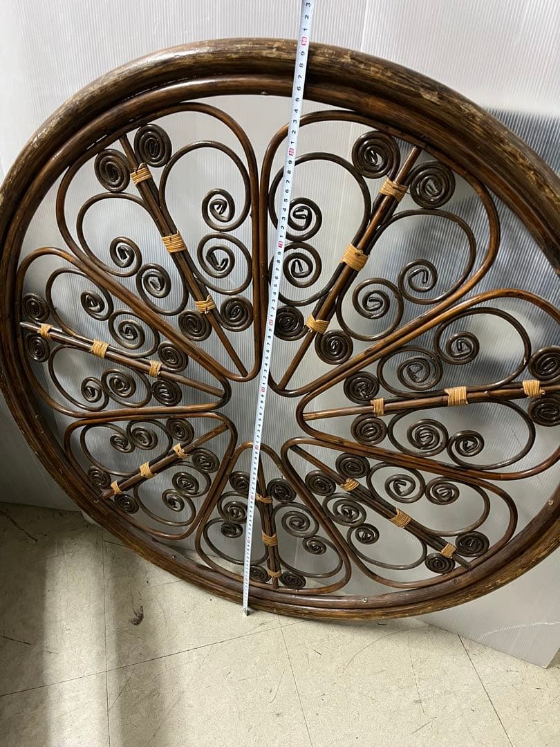 ラタン　円形　丸　インテリア　アンティーク　ウッド　木製　カントリー　インテリア