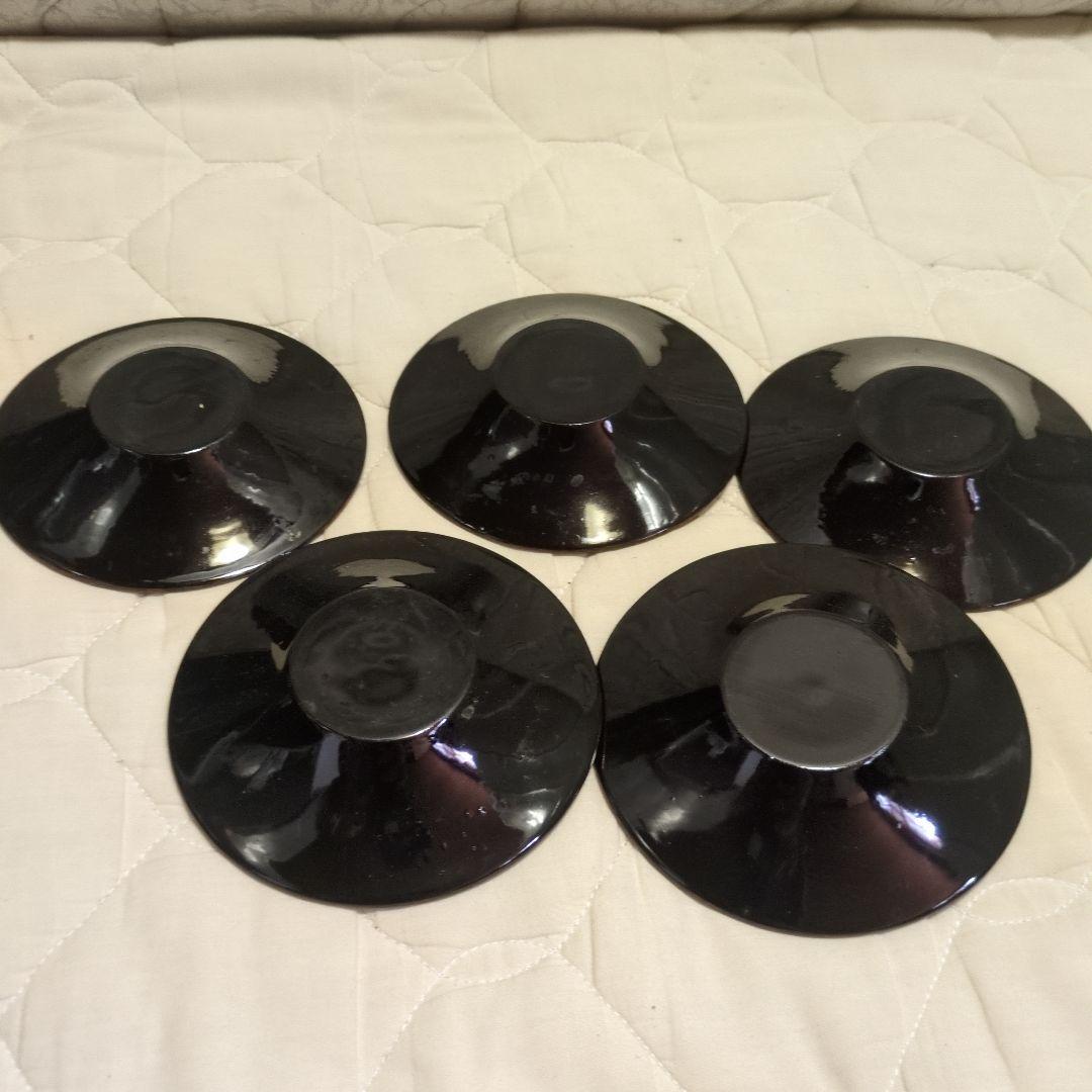 蔵出し　美品　津軽塗　茶托　５枚セット　12.5ｃｍ