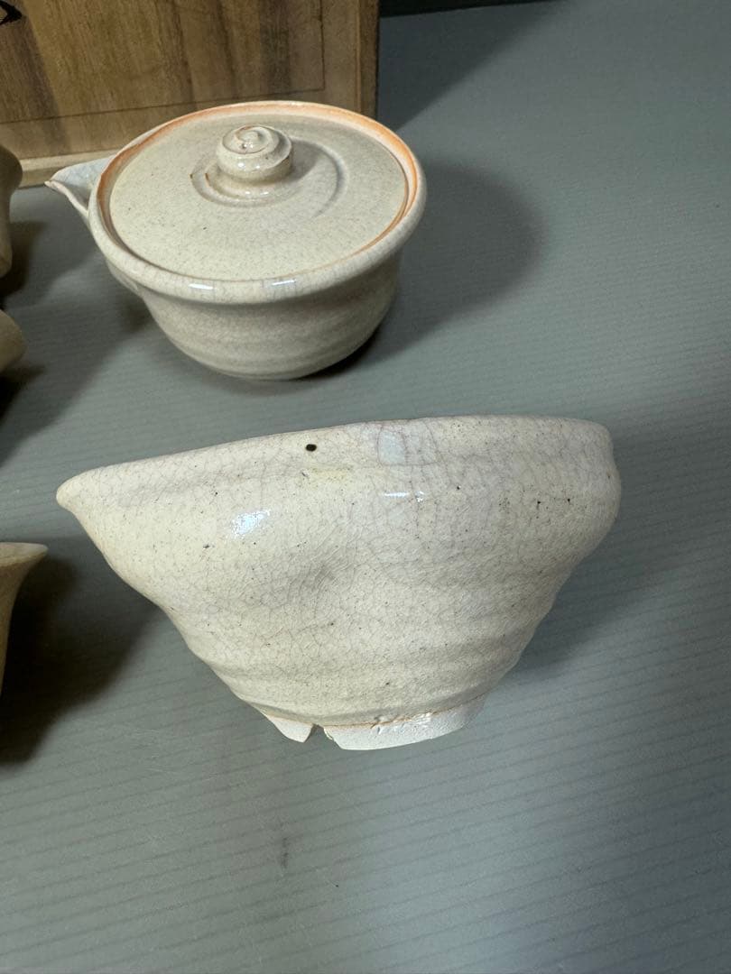 2202 萩焼　十一代　大和松雁　茶器セット　宝瓶1客　湯冷し1客　湯呑5客