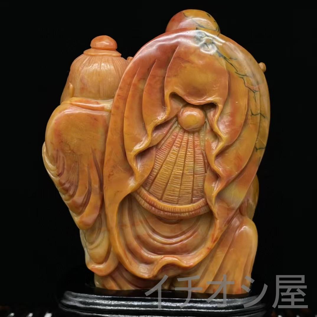 中国古美術 珍蔵逸品 寿山石芙蓉石 人物彫刻置物 透彫細工 文房置物 風水開運