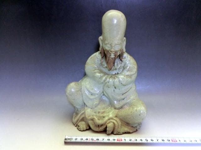 置物■寿老人 青磁 時代物 オブジェ 古玩 唐物 中国 古美術 時代物 骨董品■