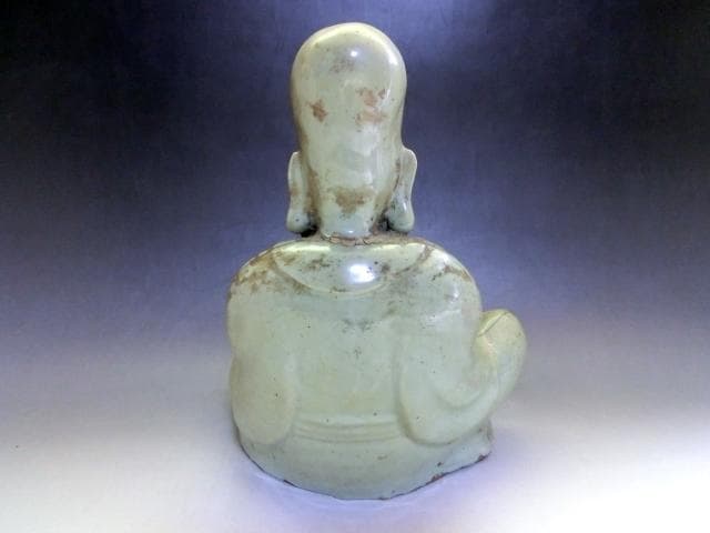 置物■寿老人 青磁 時代物 オブジェ 古玩 唐物 中国 古美術 時代物 骨董品■