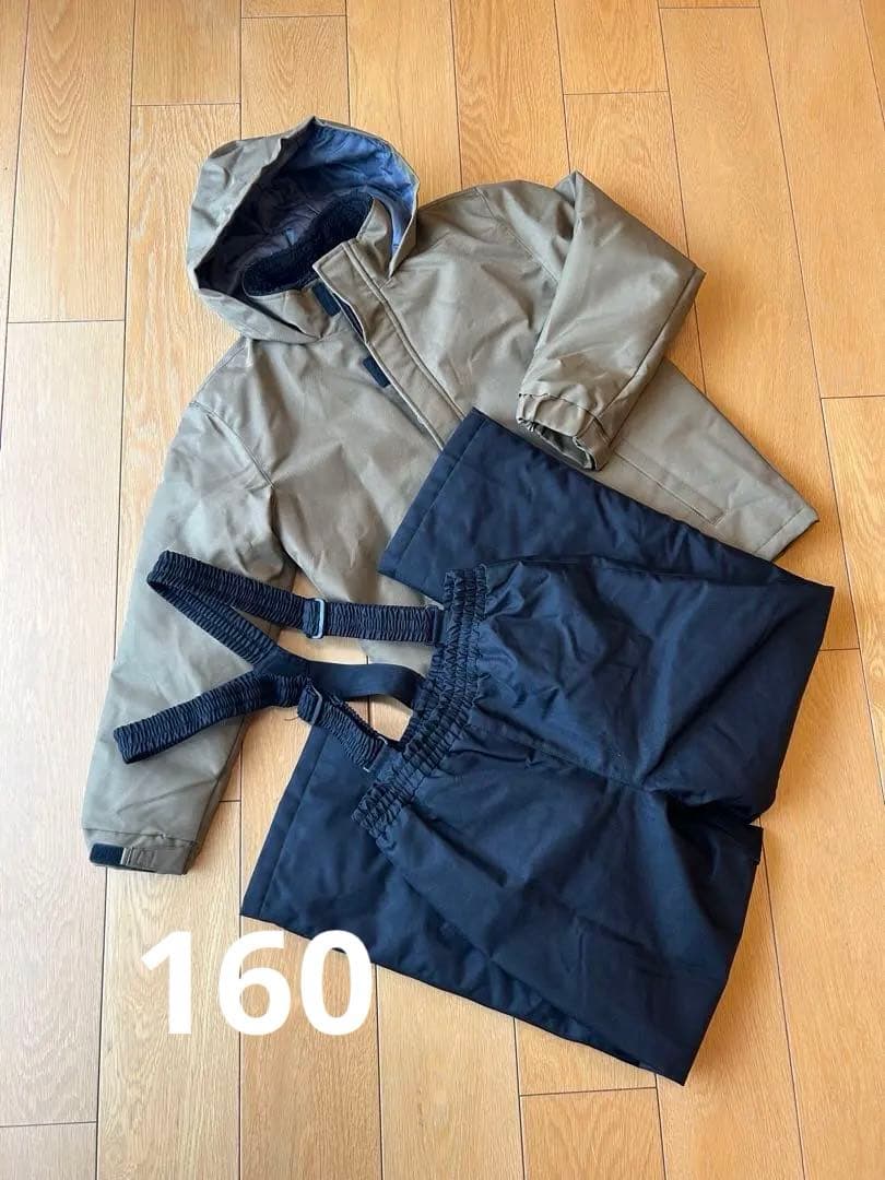 スキーウェア スノボウェア 上カーキ下ブラック 160㎝