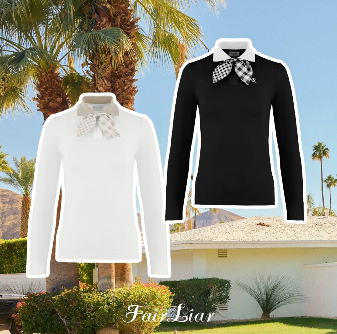 【新品未使用】フェアライアー　ギンガムリボンデタッチャブルTシャツ黒