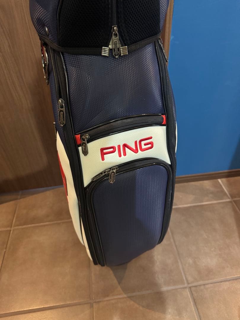 PING キャディバッグ ネイビー/ホワイト/レッド