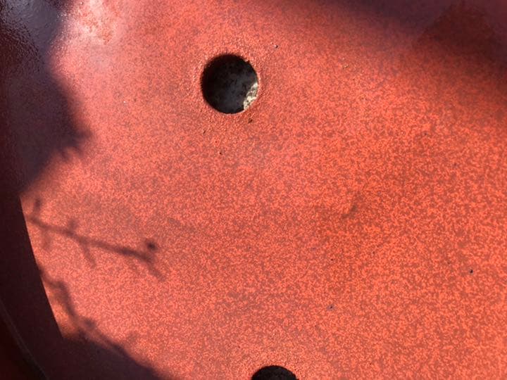 盆栽鉢　時代落款万一紅泥朱泥梨皮楕円胴帯盆栽鉢大小2点セット山野草寄せ植え植木鉢