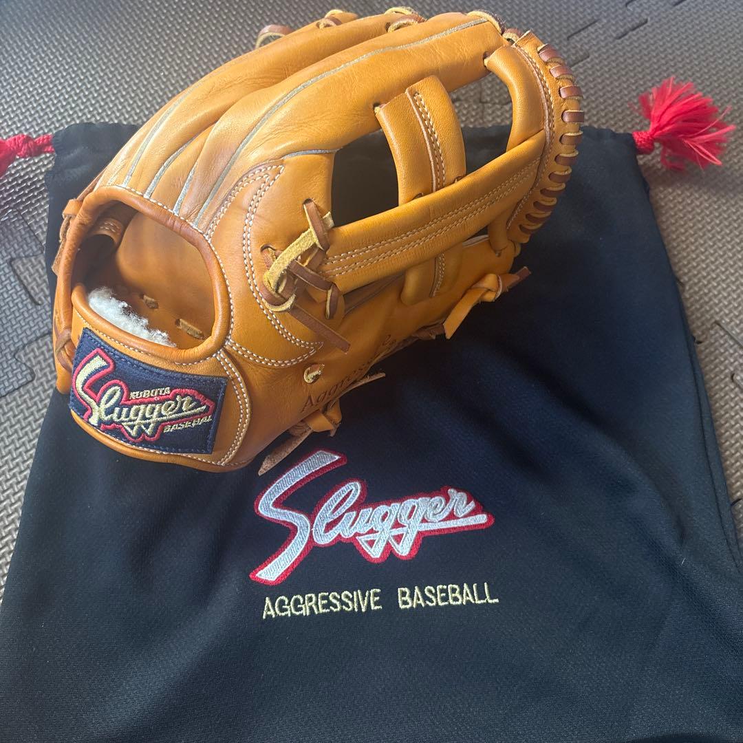 ［値下げ交渉可です！！］久保田スラッガーBR2軟式用グローブ・手入れセット付き