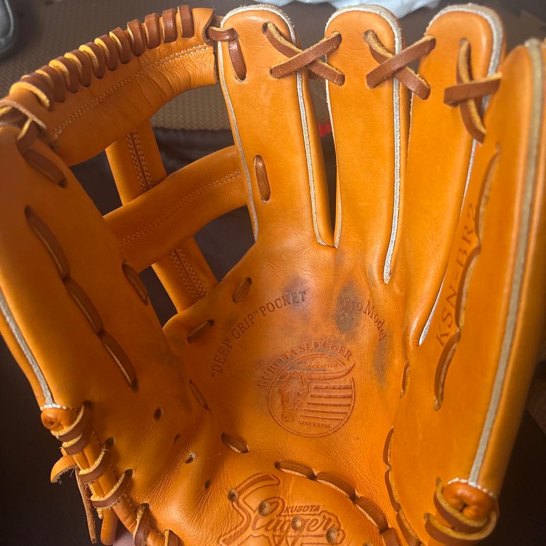 ［値下げ交渉可です！！］久保田スラッガーBR2軟式用グローブ・手入れセット付き