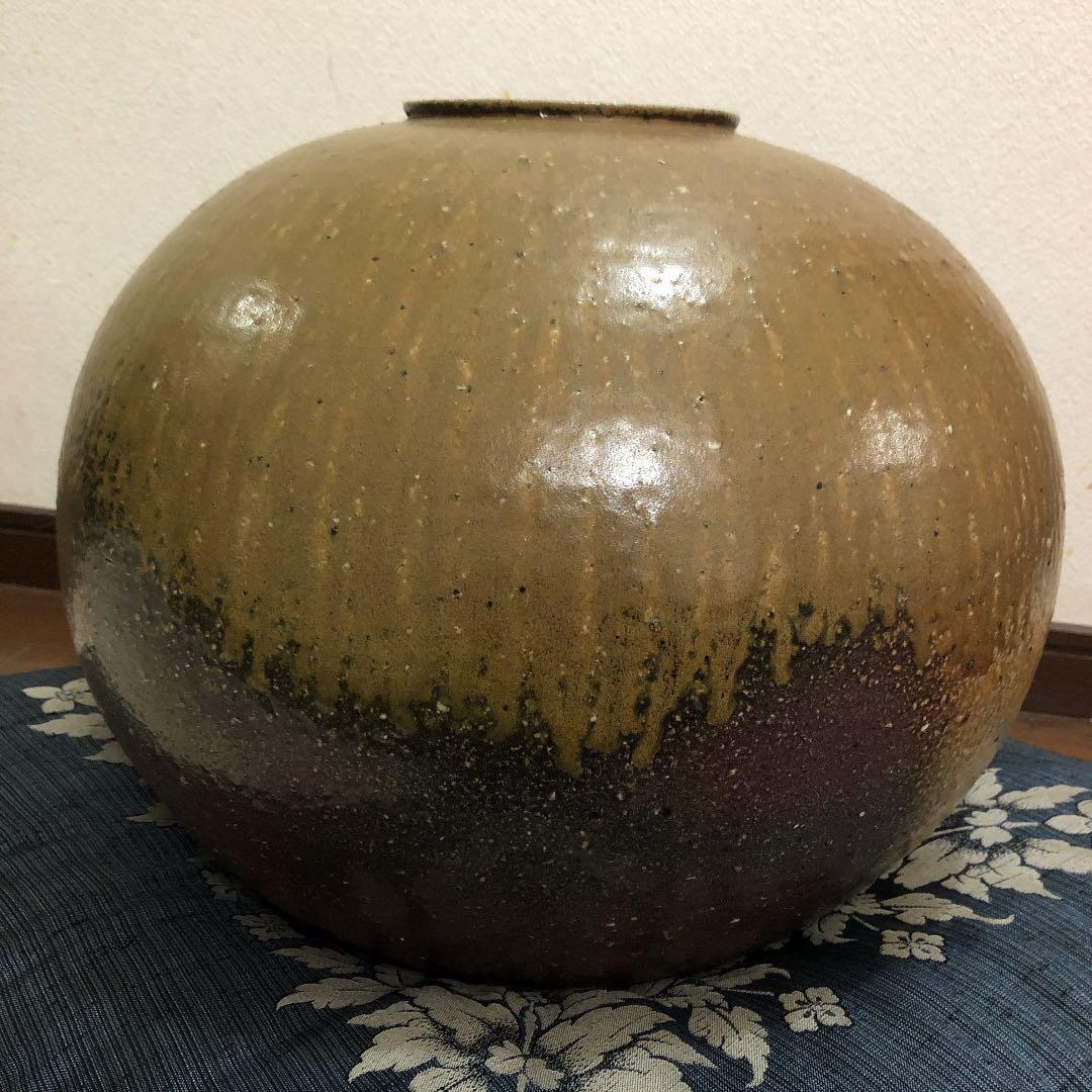 備前焼　大壺　奥本丸味