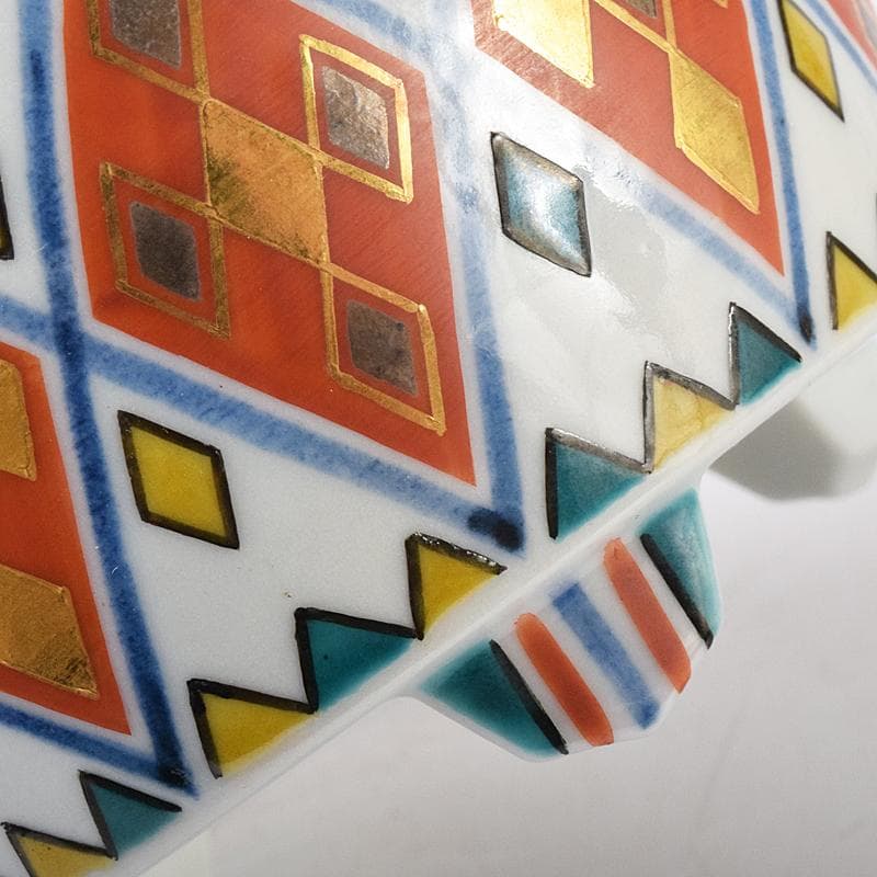 九谷焼　北出不二雄監　倣富本憲吉　富本陶　辻本勇　香炉　銀火屋　共箱　R8455