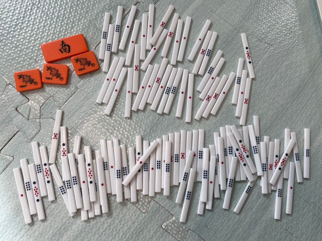 アモス　全自動麻雀卓用　麻雀牌26ミリ ブルー黄色２面セット　点棒約100本付き