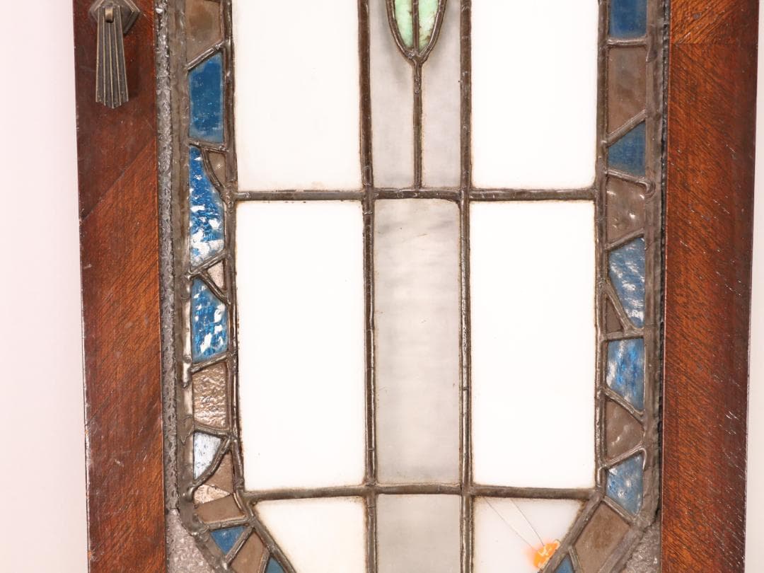 BK446　明治　大正　アンティーク　ステンドグラス　扉　ダイヤカットガラス