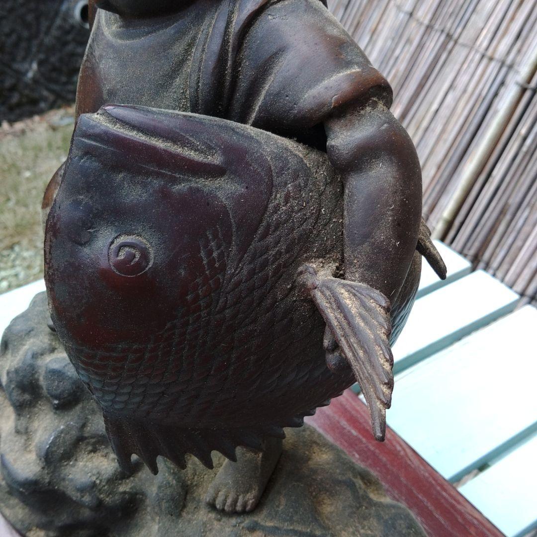 縁起　恵比寿像　鉄鋳物　中古